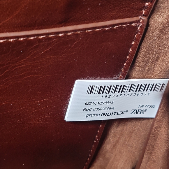Zara Brown Leather Tote Bag - Picture 6 of 7